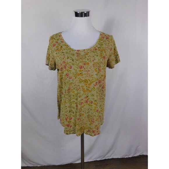 Old Navy Green Floral Scoop Neck Everywear Tee Boho Witch M - Picture 1 of 12
